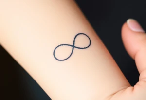 Two overlapping fingerprints in shades of navy blue and silver, forming an infinity symbol, representing an unbreakable bond tattoo idea