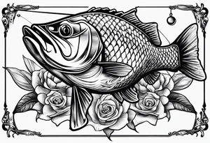 Fishing pole with memorium of a friend tattoo idea