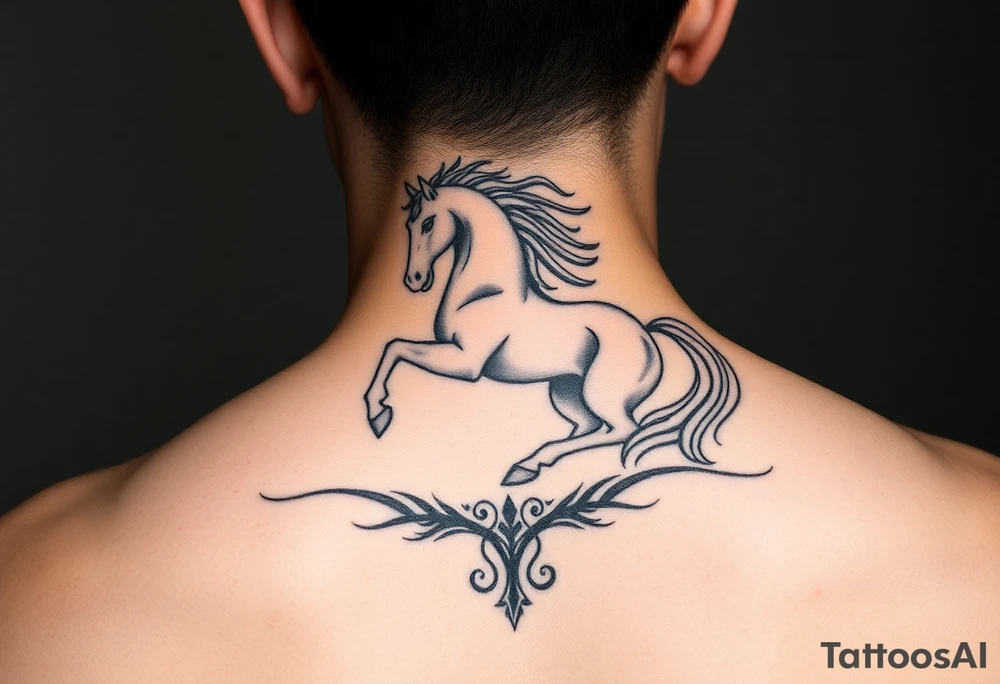 Powerful aquarius zodiac sign plus year of the horse tattoo idea