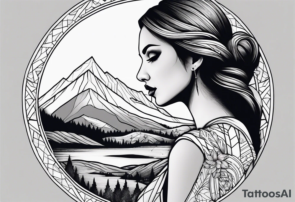 A valley with a woman tattoo idea
