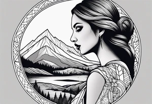 A valley with a woman tattoo idea
