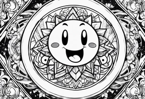 kirby smiling inside a long shinning crystal tattoo idea