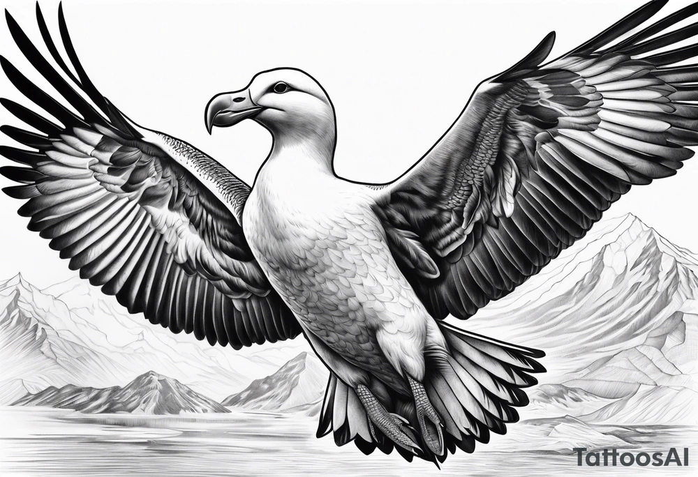 flying giant albatross symmetrical tattoo idea