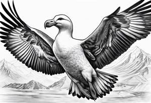 flying giant albatross symmetrical tattoo idea