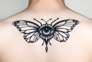 Throat tattoo eye with butterfly wings around it tattoo idea
