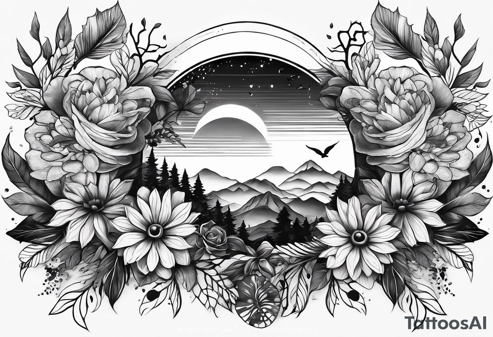 Horizontal tattoo inspired by nature that will go across thigh tattoo idea Horizontal tattoo inspired by nature that will go across thigh tattoo idea