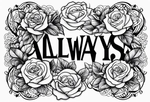 The word Always surrounded by roses tattoo idea