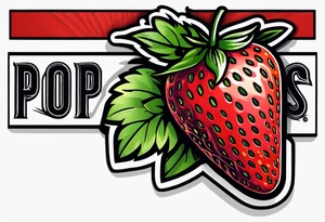 single strawberry wrapped in memorial banner saying Pops tattoo idea