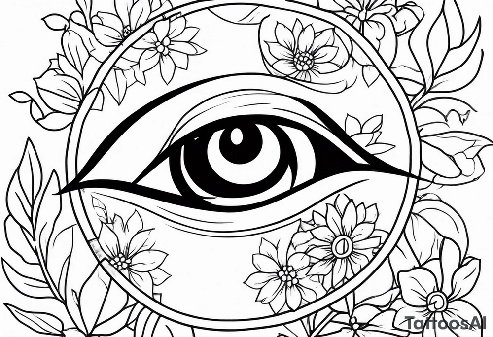 eye pumpkin flowers tattoo idea