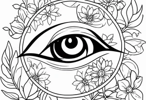 eye pumpkin flowers tattoo idea