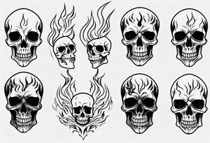 Skeleton head flames tattoo idea