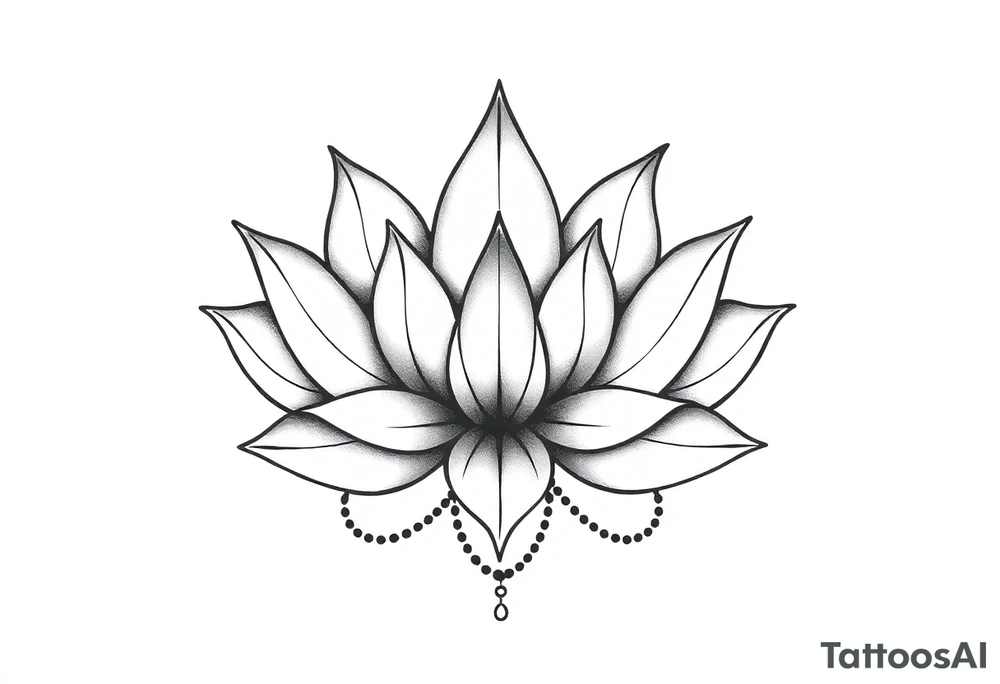 Lotus flower with dotwork chains tattoo idea