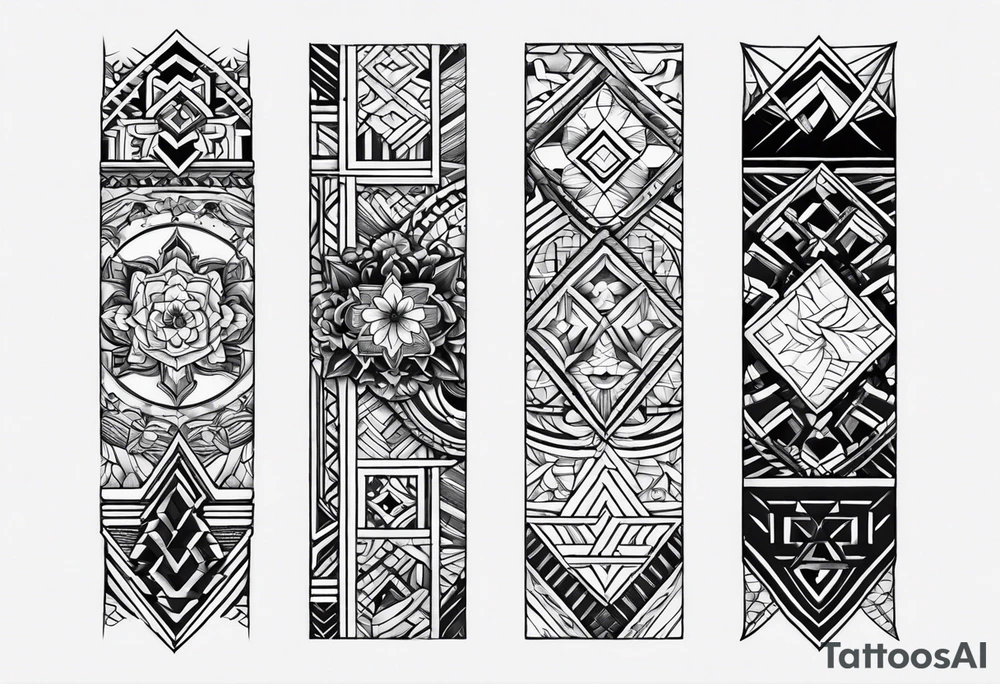 Columbia culture tattoo idea on leg/patchwork tattoo idea Columbia culture tattoo idea on leg/patchwork tattoo idea