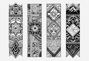 Columbia culture tattoo idea on leg/patchwork tattoo idea