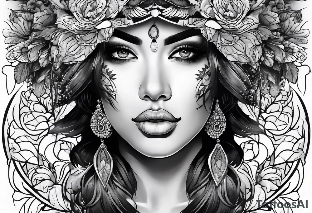 Koolie face portrait tattoo idea