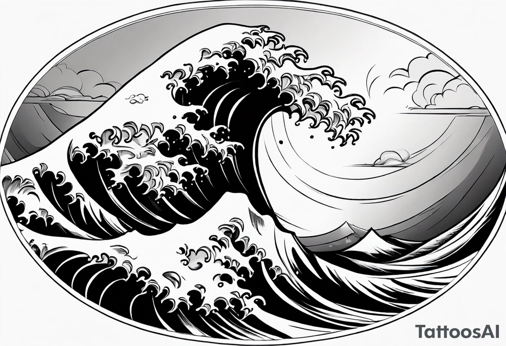 picture 8 by 8 centimeters of sea waves before a storm tattoo idea