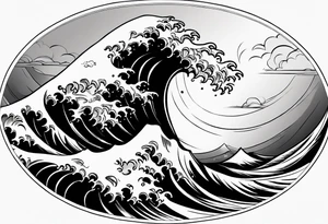 picture 8 by 8 centimeters of sea waves before a storm tattoo idea