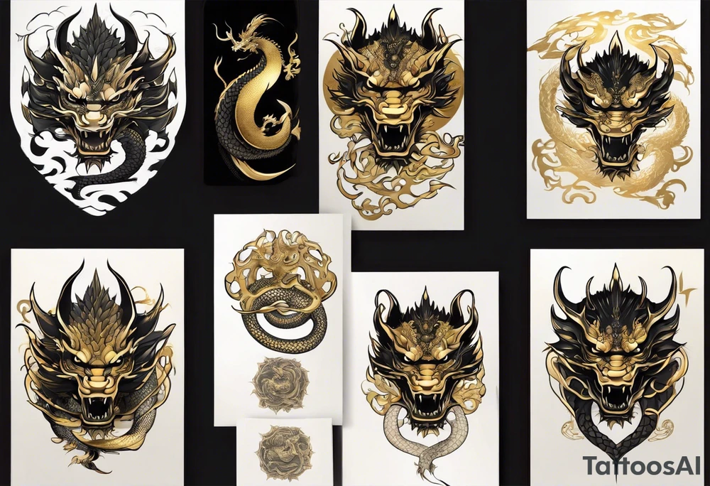 black and gold dragon tattoo idea