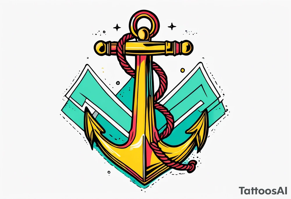 anchor old school vintage minimal bold colors tattoo idea