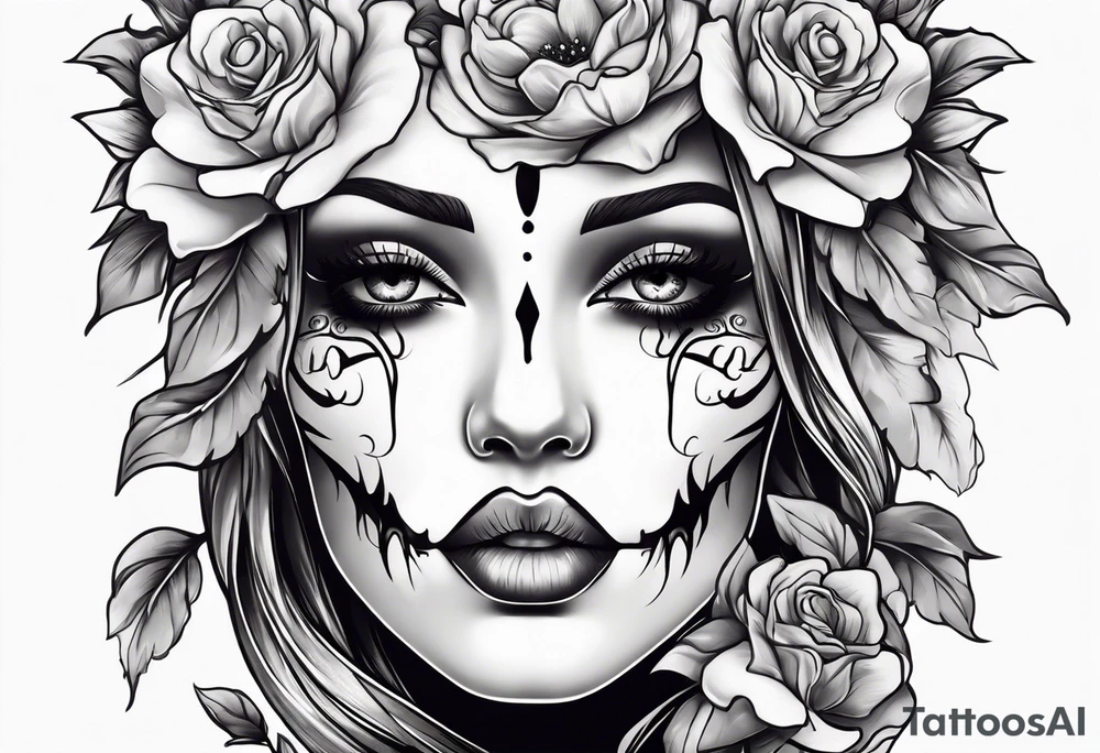 Ghost face holding flowers tattoo idea