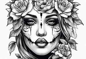 Ghost face holding flowers tattoo idea