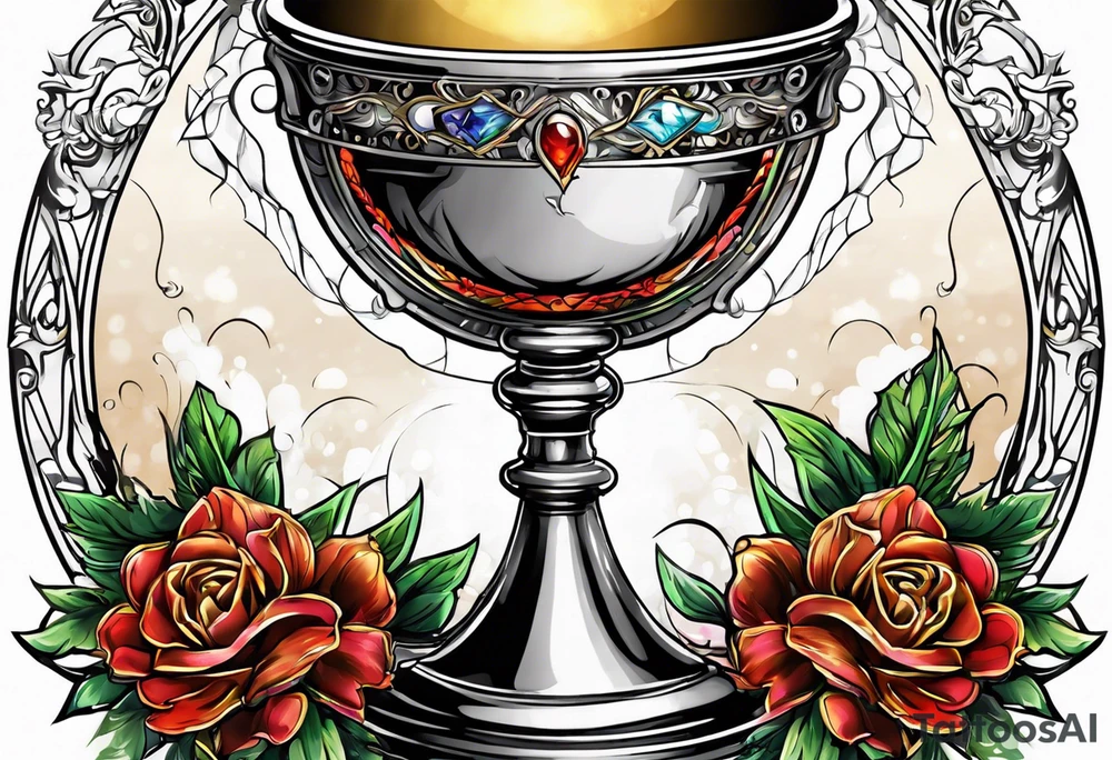 chalice surrounded by halo tattoo idea