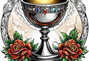 chalice surrounded by halo tattoo idea