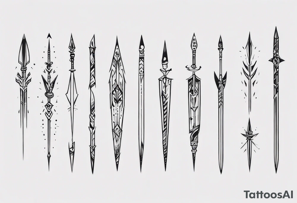 2 parallel spears tattoo idea
