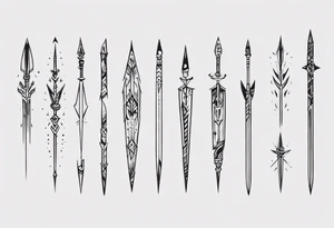 2 parallel spears tattoo idea