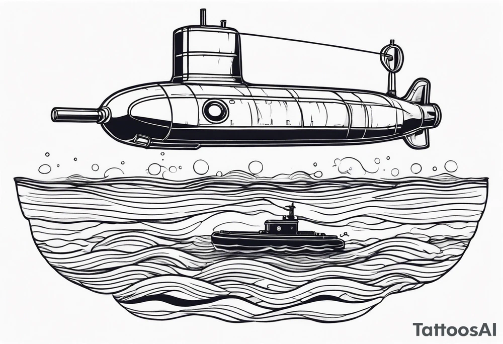 submarine on surface of water tattoo idea