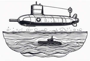 submarine on surface of water tattoo idea