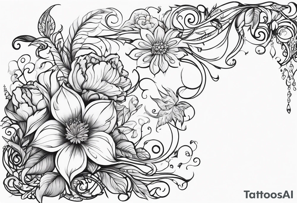 Long Vines With Flower tattoo idea