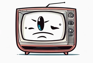 retro television set character with a sad crying face tattoo idea