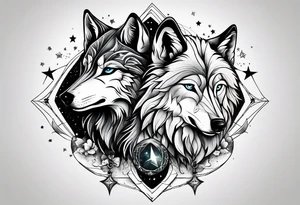 Constellation, two animal wolf tattoo idea