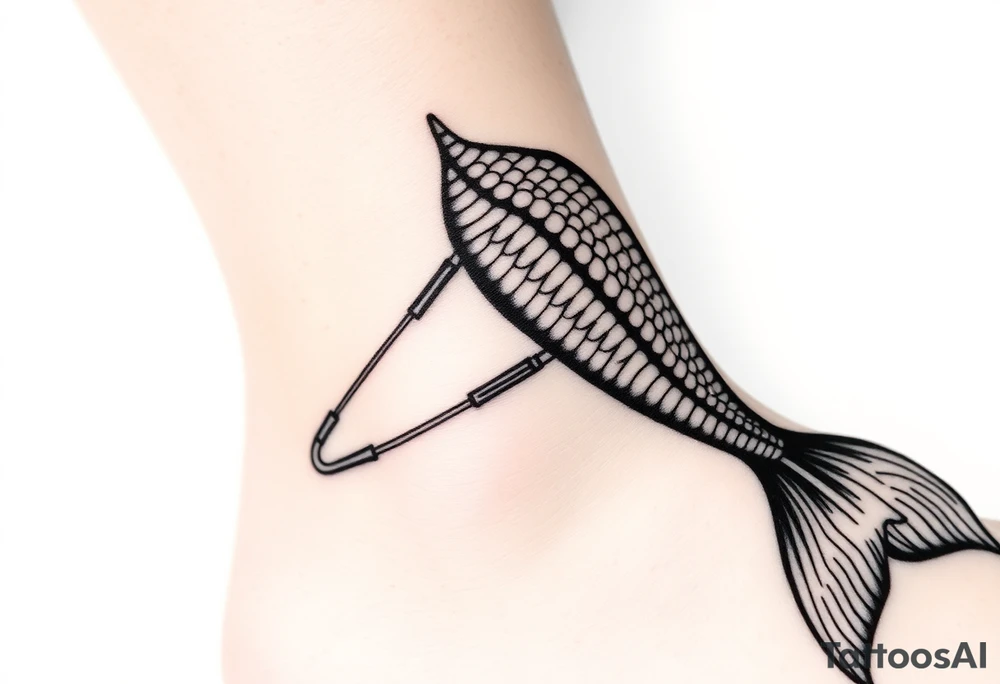 Mermaid tail with walking crutches tattoo idea