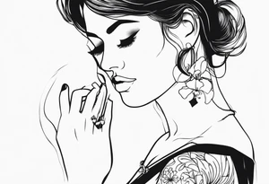 Girl in a man's hand tattoo idea