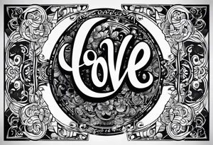 Base Design: circle for upper arm / shoulder. 

Add a tag in a stylized graffiti font with the word LOVE tattoo idea