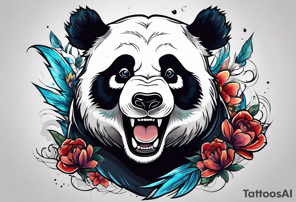 Panda shouting tattoo idea