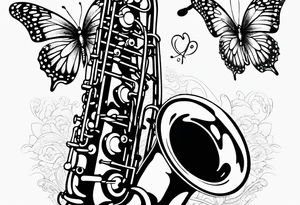 Saxophone, butterfly, rainbow, sonic tattoo idea