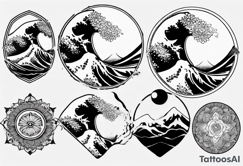 The great wave off kanagawa mixed with a mandala design tattoo idea