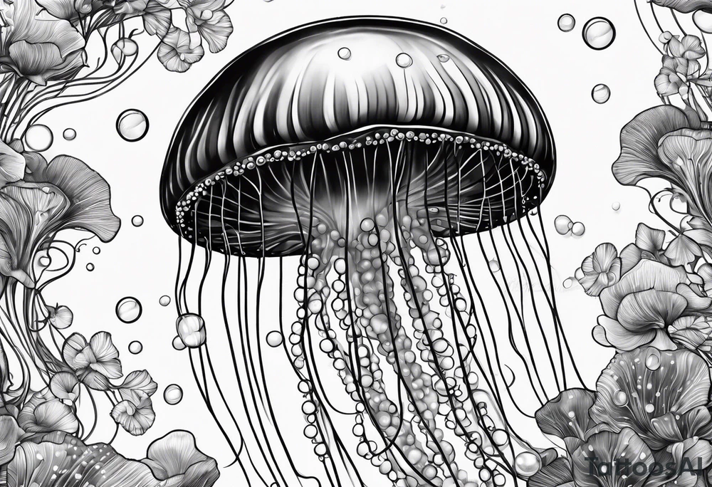 Jellyfish swimming bubbles tattoo idea