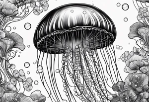 Jellyfish swimming bubbles tattoo idea