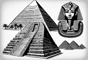 black egyptians , pyramids , and an ank symbol tattoo idea