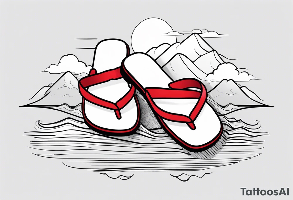 A pair of red wings and flip flops on the beach tattoo idea