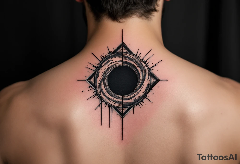 2 different worlds on both sides of a black hole tattoo idea