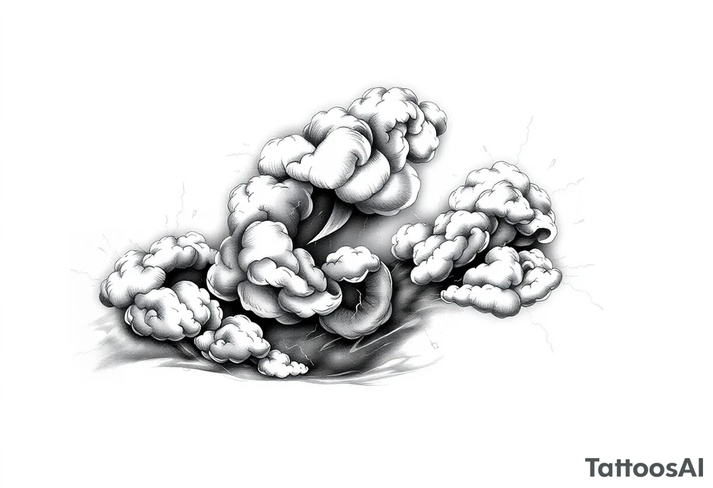 storm clouds and lightning mixed throughout, tattoo idea