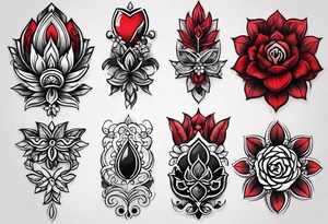 Red and black ink on fingers tattoo idea