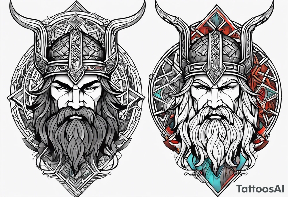 Generate a full left-arm tattoo based on Viking mythology tattoo idea