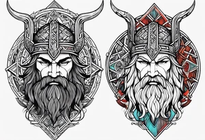 Generate a full left-arm tattoo based on Viking mythology tattoo idea