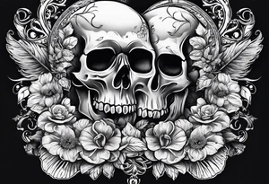 Memento mori written skull sleeve tattoo design tattoo idea